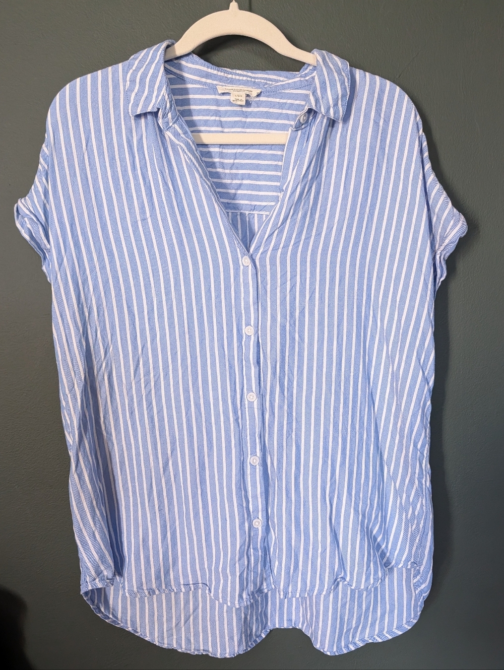 beachlunchlounge Long Blue and White Striped Shirt